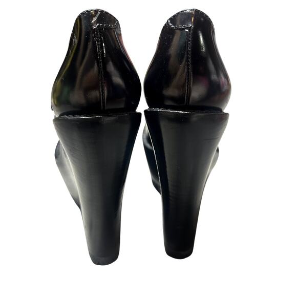 Burberry Black Prorsum Leather Monk Double Buckle Platform Wedge - Picture 3 of 12